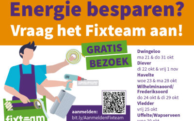 Energie besparen? Vraag een gratis bezoek van het Fixteam aan